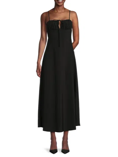 Weworewhat Women's Solid Fit & Flare Midi Dress In Black