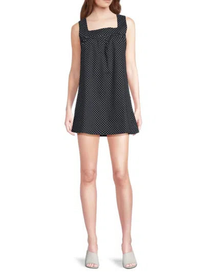 Weworewhat Women's Square-neck Polka-dot Minidress In Gray