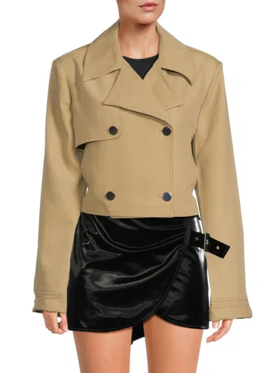 Weworewhat Women's Storm Flap Cropped Trench Jacket In Brown