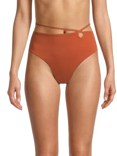 Weworewhat Women's Strappy Tie Bikini Bottom In Brown