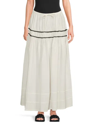 Weworewhat Women's Stretch-cotton Tiered Maxi Skirt In White