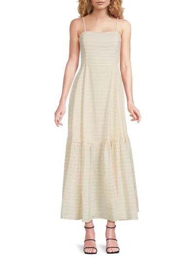 Weworewhat Women's Striped Drop-waist Stretch-cotton Maxi Dress In Neutral