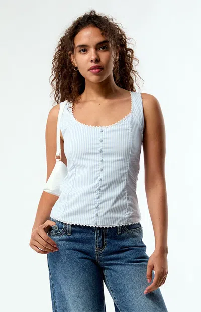 Weworewhat Women's Striped Scoop Neck Corset In White
