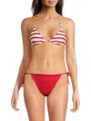 Weworewhat Women's Striped Triangle Bikini Top