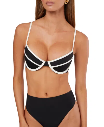 Weworewhat Women's Sweetheart-neck Underwire Bikini Top In Black,off White