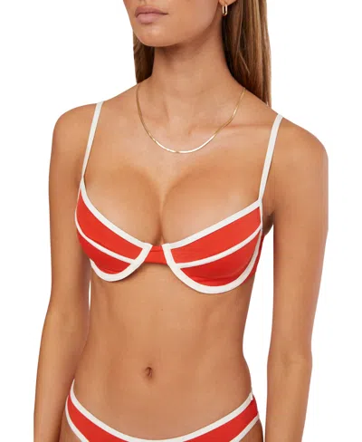 Weworewhat Women's Sweetheart-neck Underwire Bikini Top In Fiery Red,off White
