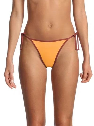 Weworewhat Women's Tie Bikini Bottom In Orange