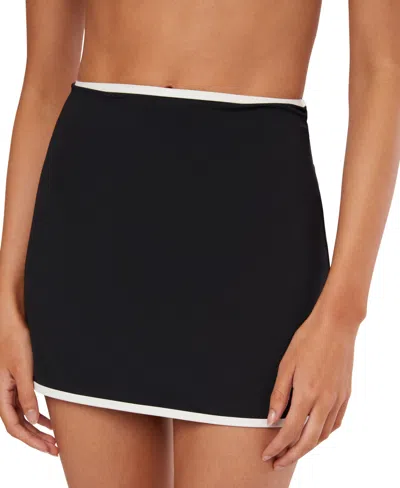 Weworewhat Women's Tube Skirt Bikini Bottoms In Black,off White