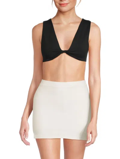 Weworewhat Women's Twisted-front Crop Top In Black
