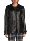 Weworewhat Women's Faux Leather Western Jacket In Black