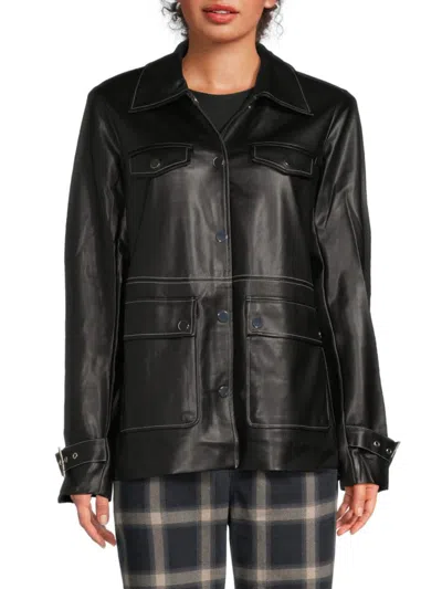 Weworewhat Women's Faux Leather Western Jacket In Black