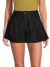 Weworewhat Women's Wide Leg Denim Shorts In Dark Grey
