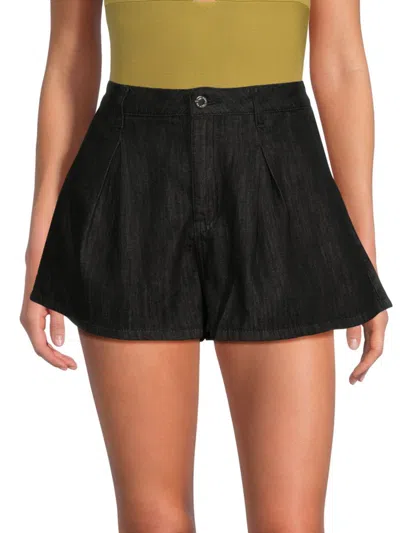 Weworewhat Women's Wide Leg Denim Shorts In Dark Grey