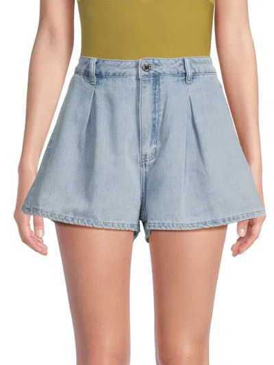 Weworewhat Women's Wide Leg Denim Shorts In Light Mid Blue