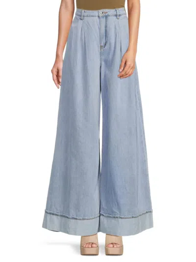 Weworewhat Women's Wide Leg Jeans In Light Mid Rinse