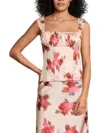 Weworewhat Women's Wide-strap Ruched Printed Corset Top In Pink