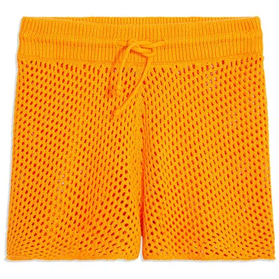 Weworewhat Womens Crochet Solid Casual Shorts In Orange