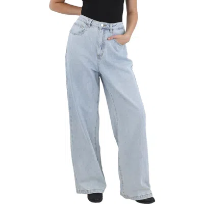Weworewhat Womens Pocket Denim Wide Leg Jeans In Blue