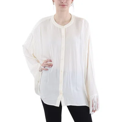 Weworewhat Womens Solid Viscose Button-down Top In White