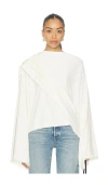 Weworewhat X Premium Cashmere Wrap Sweater In White