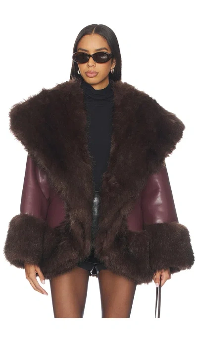 Weworewhat X Revolve Cocoon Faux Fur Jacket In Brown