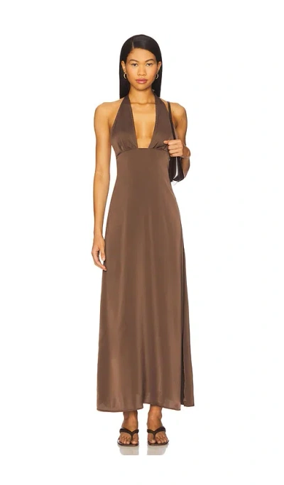 Weworewhat X Revolve Halter Deep V Maxi In Brown