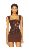 Weworewhat X Revolve Ruched Cup Corset In Brown