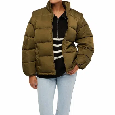 Weworewhat Zip Off Sleeve Puffer Jacket In Military Olive In Green