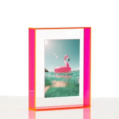 Wexel Art Float Frame For Tabletop Or Wall With Magnetic Photo Holder In Neon Pink