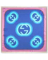 Wexel Art Gucci Pop Logo Silk Scarf Shadowbox In Blue