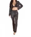 Wffs Boss Rhinestone Pinstripe Cropped Blazer In Black In Black