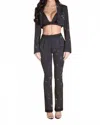 Wffs Boss Rhinestone Pinstripe Pants In Black In Multi