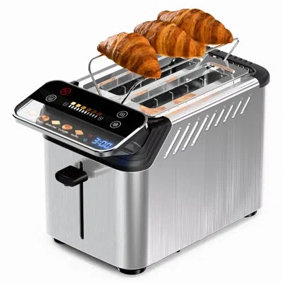 Whall 2 Slice Toaster, Touchscreen Projection‑display Toaster, Stainless‑steel Silver, 1.5‑inch Extra‑wide