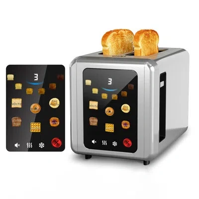 Whall 2‑slice Touchscreen Toaster, Stainless‑steel Breakfast Toaster With Digital Timer, 1.5" Extra‑wide S In Silver