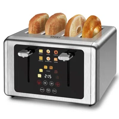 Whall 4 Slice Touchscreen Toaster - Stainless Steel, 6 Adjustable Shade Settings, Extra Wide Slots For Bag