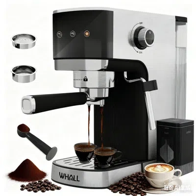 Whall Touchscreen Espresso Machine 20 Bar Espresso Coffee Maker With Milk Frother Steam Wand, Stainless St In Black