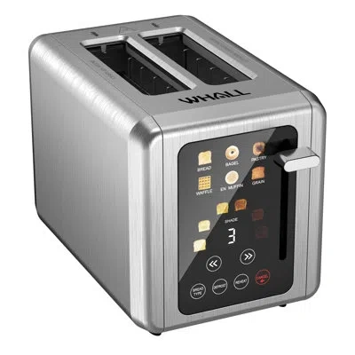 Whall Touchscreen Toaster 2 Slice, Stainless Steel, Warming Rack, 1.5 Wide Slots, 850w In Silver
