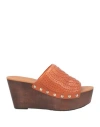 What For Woman Mules & Clogs Tan Size 8 Leather In Brown