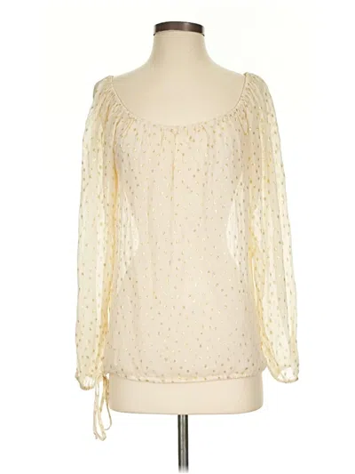 Pre-owned What Goes Around Comes Around 3/4 Sleeve Silk Top Ivory Square Neckline Tops