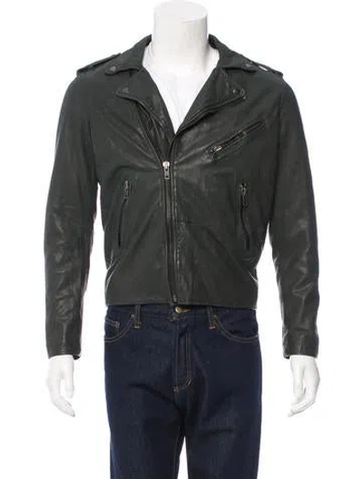 Pre-owned What Goes Around Comes Around Leather Biker Jacket W/ Tags In Green