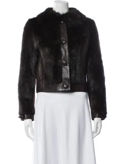 Pre-owned What Goes Around Comes Around Leather Faux Fur Jacket In Brown