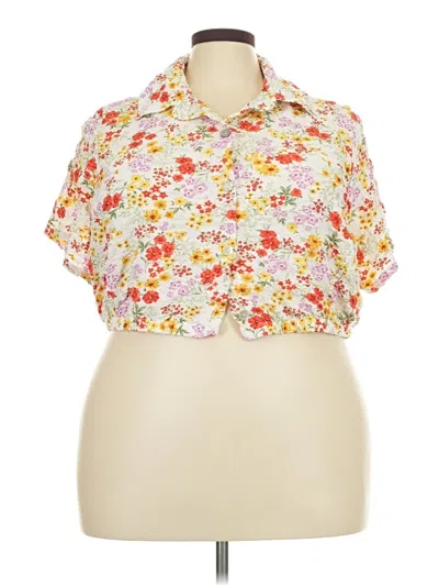 Pre-owned What Lo Wants Short Sleeve Blouse In White