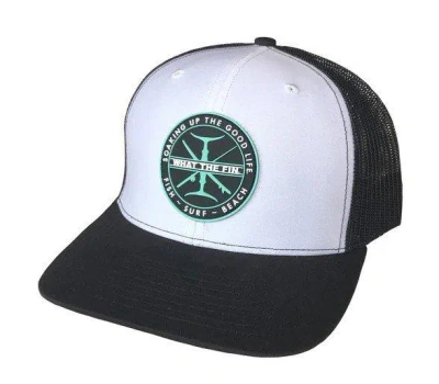What The Fin Men's  2 Tail Teal Pvc Patch Snapback Hat In Black