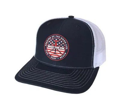 What The Fin Men's  2 Tail Us Pvc Patch Snapback Hat In Blue