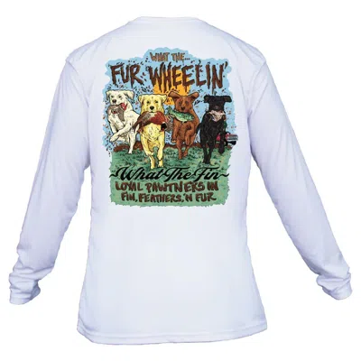 What The Fin Men's  Fur Wheelin Performance Long Sleeve T-shirt In White