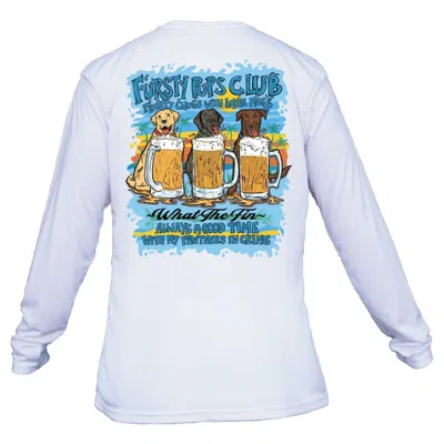 What The Fin Men's  Fursty Pup Performance Long Sleeve T-shirt In White