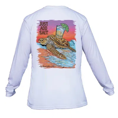 What The Fin Men's  Just Add Salt Logger Shot Performance Long Sleeve T-shirt In White