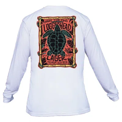What The Fin Men's  Loggerhead Lager Performance Long Sleeve T-shirt In White