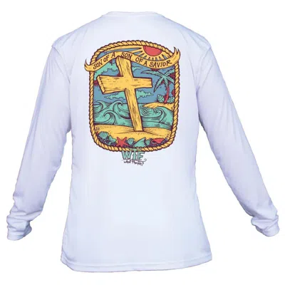 What The Fin Men's  Son Of A Savior Performance Long Sleeve T-shirt In Blue
