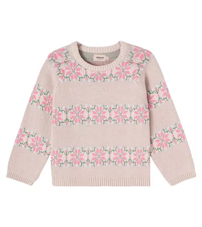Wheat Kids' Pullover Alberte Aus Baumwoll-jacquard In Pink